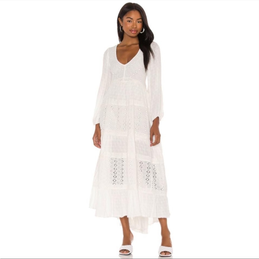 Free People Tiered Eyelet White Maxi Dress